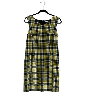 *2/$30* Pendleton Yellow Plaid Sleeveless Knee Length Midi Dress Size 10
